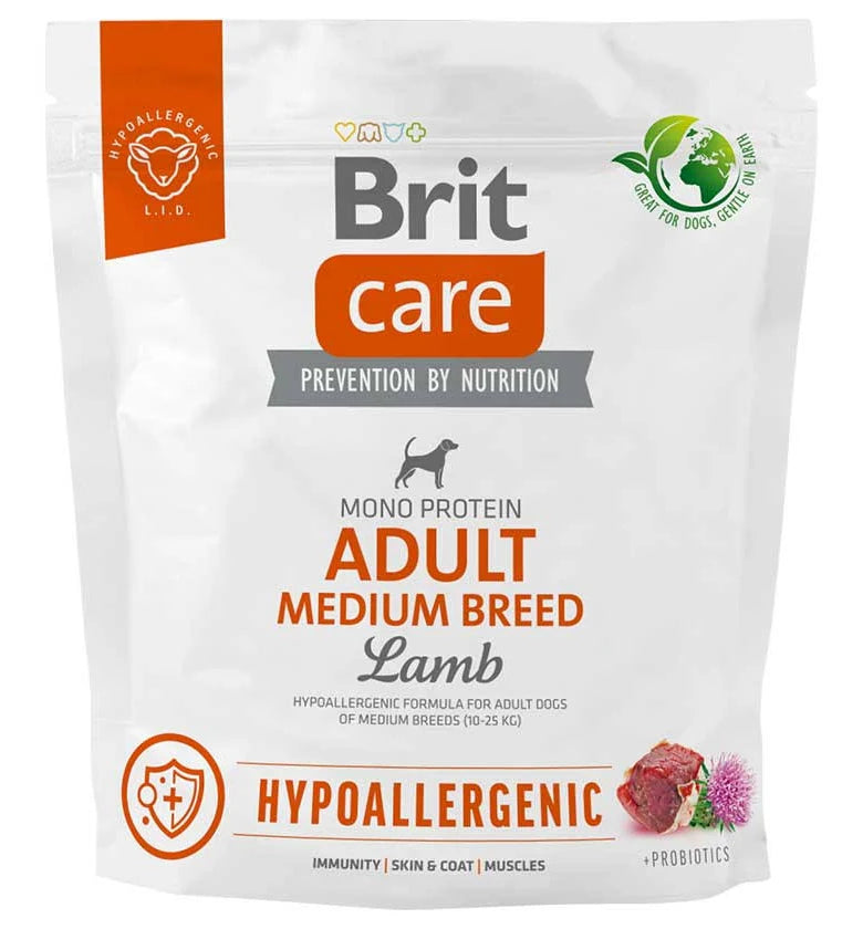 Brit Care Dog Hypoallergenic Adult Medium Breed Lamb 1 Kg