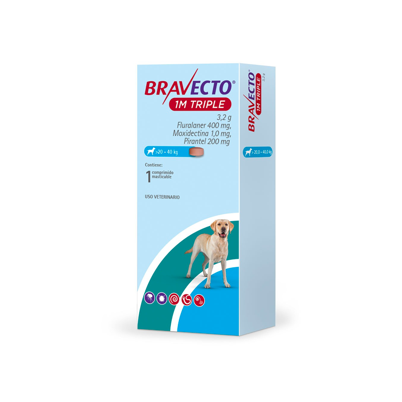 BRAVECTO 1M TRIPLE PERRO X 1 COMP – 20-40 KG