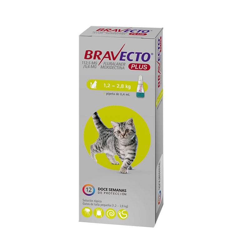 Bravecto Plus Pipeta Antiparasitaria Gatos 1.2 a 2.8 kg