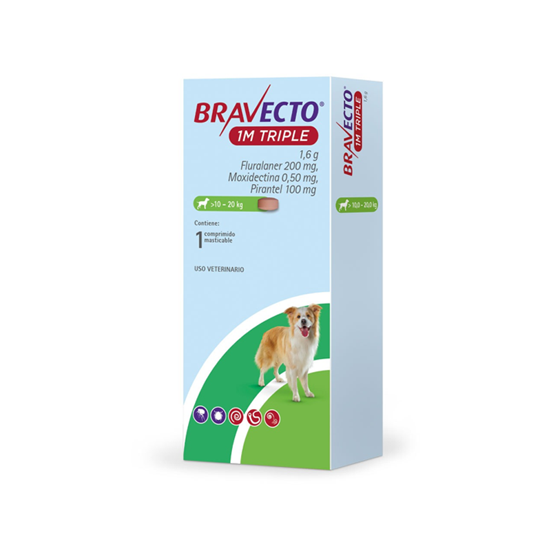BRAVECTO 1M TRIPLE PERRO X 1 COMP – 10-20 KG