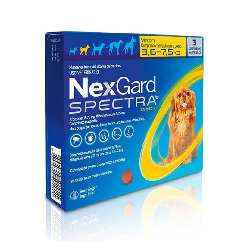 Nexgard Spectra para Perros 3,6 a 7,5 Kg - 3 comprimidos.