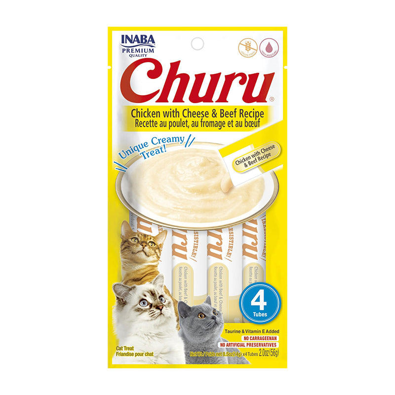 Churu Pollo con Carne y queso (paquete conteniendo 4 tubitos)