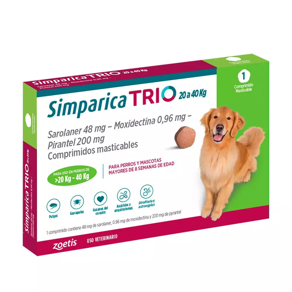 Simparica Trio 20 a 40 kg - 1 comprimido