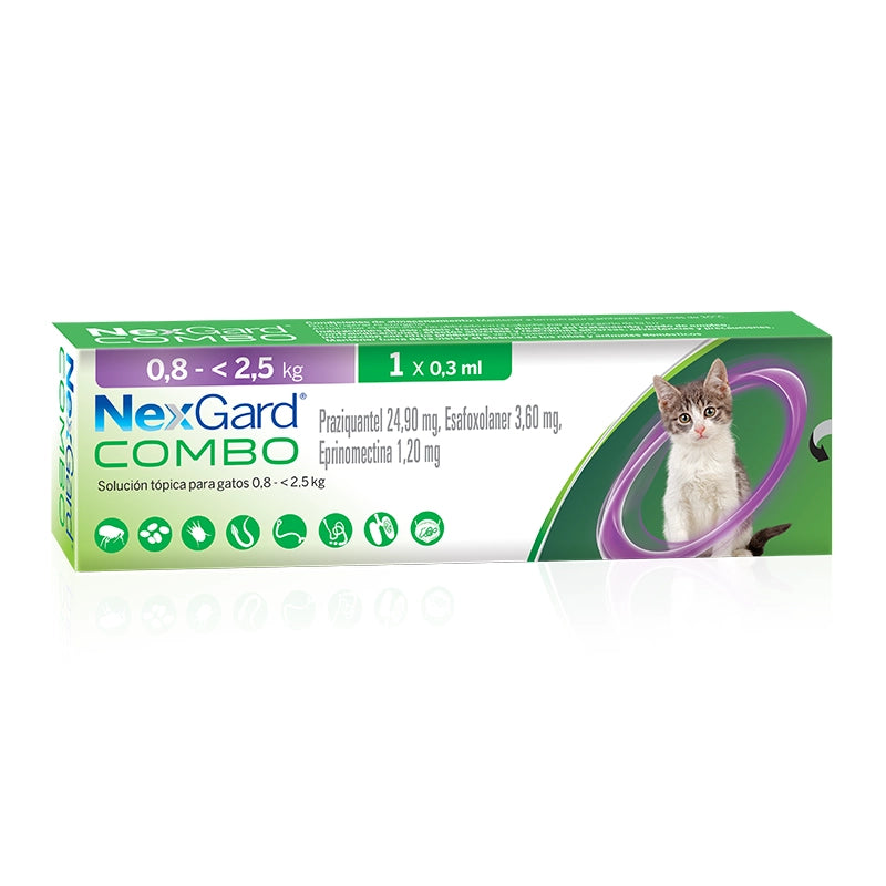 Nexgard Combo Gatos 0,8 a 2,5 Kg.