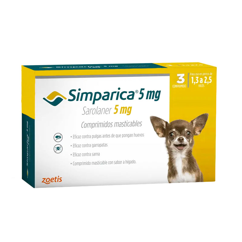 Simparica 3 Comprimidos – 1.3 Kg a 2.5 Kg